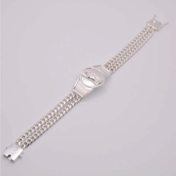 Sterling Silver Curb Link San Judas Tadeo Bracelet Pulsera De Plata San Judas 8” - Picture 2 of 2